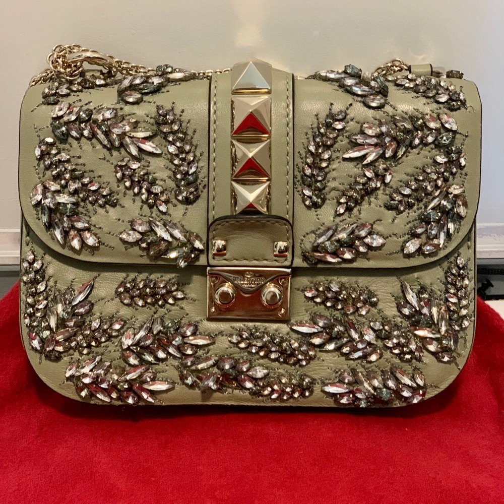 Valentino Glam Lock Embellished Shoulder Bag